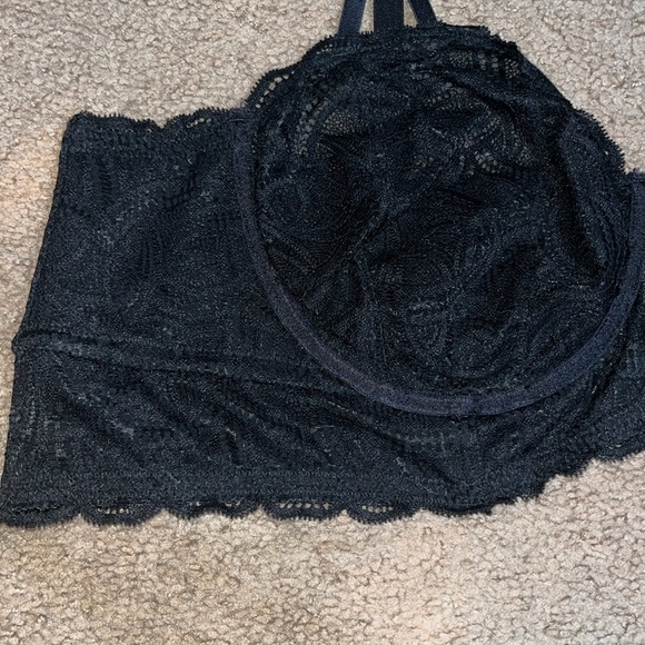 Torrid Curve Scroll Lace Sheer Lined Underwire Longline Bra Rich Black 5X / 28 - Picture 5 of 11
